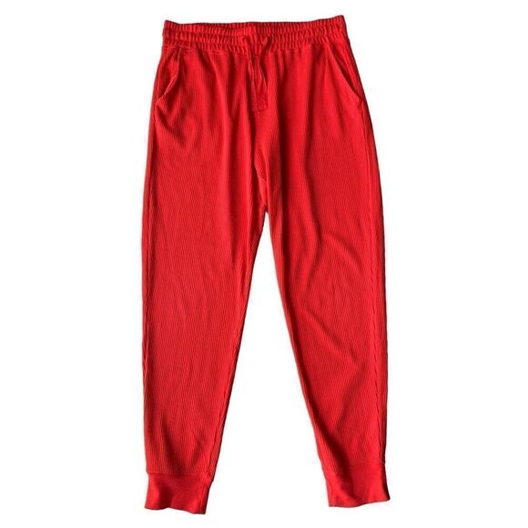 Zyia Don't Wake Me Thermal Joggers Red Waffle Knit Lounge Sleep Pants - Picture 2 of 9